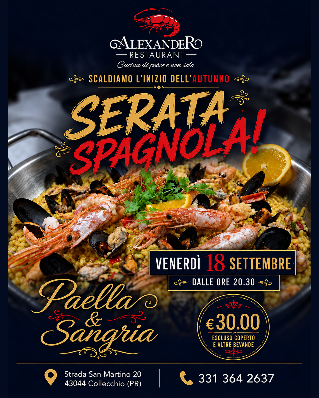 Locandina Serata Spagnola Alexander Restaurant
